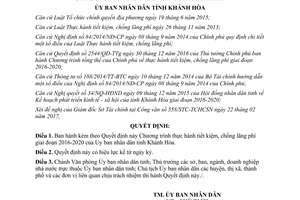 Quyết định 555/QĐ-UBND Chương trình thực hành tiết kiệm chống lãng phí Khánh Hòa 2016 2020 2017