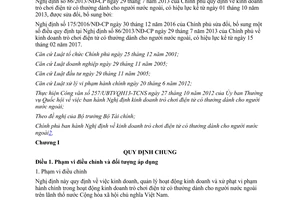 Văn bản hợp nhất 04/VBHN-BTC Nghị định kinh doanh trò chơi điện tử có thưởng cho người nước ngoài 2017