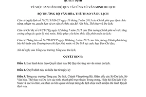 Quyết định 718/QĐ-BVHTTDL Bộ Quy tắc Ứng xử văn minh du lịch 2017