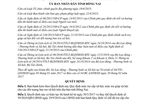 Quyết định 08/2017/QĐ-UBND mức trợ cấp xã hội mức trợ giúp xã hội cho đối tượng bảo trợ xã hội Đồng Nai