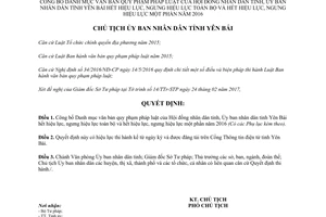Quyết định 325/QĐ-UBND 2017 văn bản quy phạm Hội đồng Ủy ban hết hiệu lực Yên Bái 2016