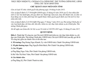 Quyết định 417/QĐ-UBND 2017 lập tổ công tác Chủ tịch kiểm tra nhiệm vụ Chính phủ Huế