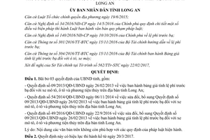 Quyết định 09/2017/QĐ-UBND bãi bỏ văn bản quy phạm bảng giá tính lệ phí trước bạ xe mô tô ô tô Long An