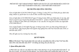 Quyết định 676/QĐ-BCT quy hoạch phát triển sản xuất các sản phẩm hóa chất cơ bản Việt Nam