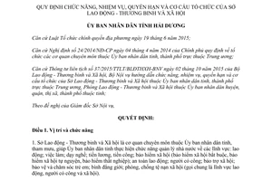 Quyết định 02/2017/QĐ-UBND nhiệm vụ quyền hạn cơ cấu Sở Lao động Thương binh Xã hội Hải Dương