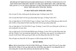 Quyết định 12/2017/QĐ-UBND bãi bỏ 06/2014/QĐ-UBND quản lý sử dụng phí bảo vệ môi trường Sóc Trăng