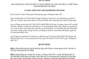 Quyết định 10/2017/QĐ-UBND Quy chế tổ chức hoạt động Sở Văn hóa Thể thao Hồ Chí Minh