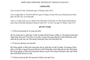 Nghị quyết 30/NQ-CP phiên họp Chính phủ thường kỳ tháng 02 năm 2017