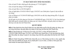 Quyết định 699/2017/QĐ-UBND thẩm quyền cấp giấy phép xây dựng có thời hạn Thanh Hóa