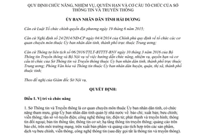 Quyết định 03/2017/QĐ-UBND chức năng nhiệm vụ cơ cấu Sở Thông tin Truyền thông Hải Dương