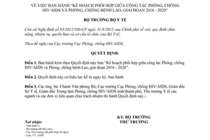 Quyết định 773/QĐ-BYT Kế hoạch phối hợp công tác Phòng chống HIV AIDS Phòng chống bệnh Lao 2017