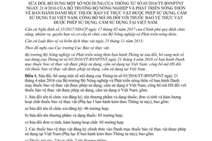 Thông tư 06/2017/TT-BNNPTNT sửa đổi 03/2016/TT-BNNPTNT thuốc bảo vệ thực vật được sử dụng