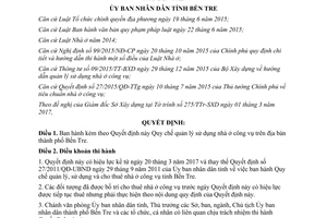 Quyết định 11/2017/QĐ-UBND quản lý sử dụng nhà ở công vụ tỉnh Bến Tre