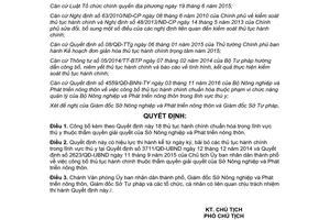 Quyết định 567/QĐ-UBND thủ tục hành chính chuẩn hóa trong lĩnh vực thú y Cần Thơ 2017