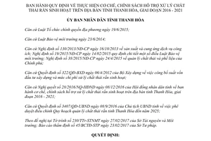 Quyết định 721/2017/QĐ-UBND cơ chế chính sách hỗ trợ xử lý chất thải rắn sinh hoạt Thanh Hóa