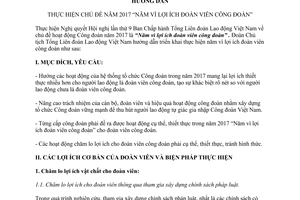Hướng dẫn 284/HD-TLĐ năm vì lợi ích đoàn viên công đoàn 2017