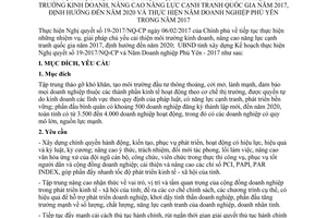 Kế hoạch 39/KH-UBND thực hiện Nghị quyết 19-2017/NQ-CP cải thiện môi trường kinh doanh Phú Yên 2017