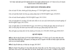 Quyết định 09/2017/QĐ-UBND bãi bỏ Quyết định 07/2012/QĐ-UBND Hòa Bình