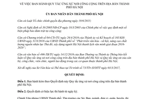 Quyết định 1665/QĐ-UBND Quy tắc ứng xử nơi công cộng Hà Nội 2017