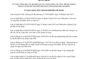 Quyết định 998/QĐ-UBND đơn giá duy trì hệ thống thoát nước đô thị Hồ Chí Minh 2017