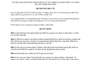 Quyết định 831/QĐ-BYT Mẫu hồ sơ quản lý sức khỏe cá nhân phục vụ chăm sóc sức khỏe ban đầu 2017