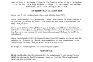 Quyết định 483/QĐ-UBND Công tác kiểm tra việc thực hiện nhiệm vụ chỉ đạo Thừa Thiên Huế 2017