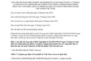 Nghị định 23/2017/NĐ-CP sửa đổi 162/2013/NĐ-CP xử phạt vi phạm hành chính vùng biển đảo thềm lục địa