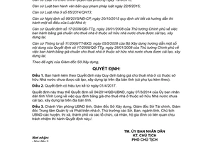 Quyết định 05/2017/QĐ-UBND bảng giá thuê nhà ở cũ sở hữu Nhà nước chưa cải tạo Vĩnh Long 2017