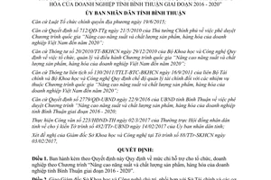 Quyết định 646/QĐ-UBND mức chi hỗ trợ cho tổ chức doanh nghiệp Bình Thuận 2016 2020