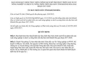 Quyết định 661/QĐ-UBND hỗ trợ phát triển sản xuất nông nghiệp dịch vụ nông thôn Khánh Hòa 2017