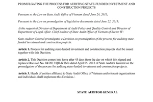 Decision 02/2017/QĐ-KTNN process auditing state funded investment construction projects