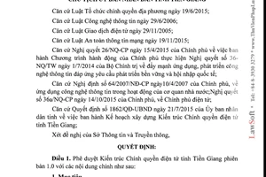 Quyết định 495/QĐ-UBND phê duyệt Kiến trúc Chính quyền điện tử phiên bản 1 Tiền Giang 2017