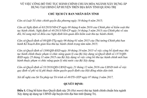 Quyết định 477/QĐ-UBND thủ tục hành chính chuẩn hóa ngành Xây dựng Quảng Trị 2017