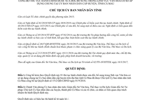 Quyết định 476/QĐ-UBND 2017 công bố thủ tục hành chính trong lĩnh vực Văn hóa cơ sở Cà Mau