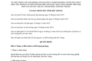 Quyết định 14/2017/QĐ-UBND thu phí bảo vệ môi trường nước thải công nghiệp tỉnh Sóc Trăng