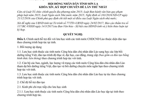 Nghị quyết 42/2017/NQ-HĐND hỗ trợ lưu học sinh các tỉnh nước Lào thuộc chương trình hợp tác Sơn La