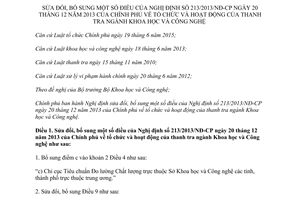 Nghị định 27/2017/NĐ-CP sửa đổi 213/2013/NĐ-CP tổ chức hoạt động của thanh tra ngành Khoa học