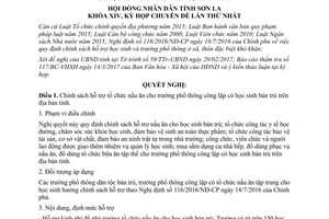 Nghị quyết 41/2017/NQ-HĐND chính sách hỗ trợ tổ chức nấu ăn cho trường phổ thông công lập Sơn La