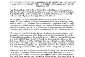 Thông báo 139/TB-VPCP kết luận công tác hội nhập kinh tế quốc tế của Việt Nam 2017
