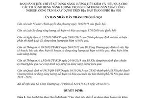 Quyết định 1737/QĐ-UBND tiêu chí về sử dụng năng lượng tiết kiệm hiệu quả địa bàn Hà Nội 2017