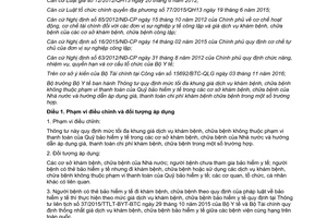 Thông tư 02/2017/TT-BYT mức tối đa khung giá dịch vụ khám chữa bệnh không thuộc phạm vi thanh toán