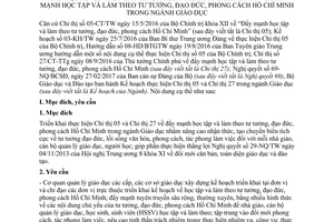 Kế hoạch 178/KH-BGDĐT chỉ thị 05-CT/TW 27/CT-TTG học tập làm theo tư tưởng đạo đức Hồ Chí Minh 2017