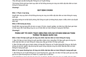 Quyết định 05/2017/QĐ-TTg hệ thống phương án ứng cứu khẩn cấp bảo đảm an toàn thông tin mạng quốc gia