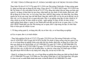 Chỉ thị 04/CT-UBND tăng cường quản lý nâng cao hiệu quả sử dụng tài sản công Hà Nội 2017