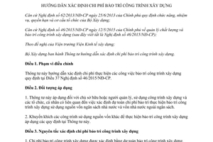 Thông tư 03/2017/TT-BXD hướng dẫn xác định chi phí bảo trì công trình xây dựng