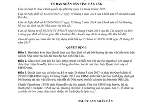 Quyết định 13/2017/QĐ-UBND giá bồi thường tài sản vật kiến trúc khi Nhà nước thu hồi đất Đắk Lắk