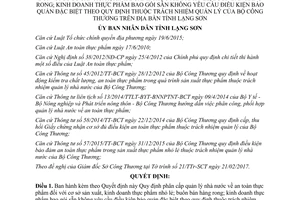 Quyết định 08/2017/QĐ-UBND quản lý nhà nước về an toàn thực phẩm cơ sở sản xuất kinh doanh Lạng Sơn