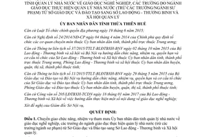 Quyết định 522/QĐ-UBND chuyển giao chức năng nhiệm vụ quản lý nhà nước giáo dục Thừa thiên Huế 2017