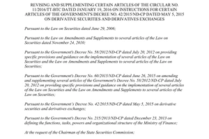 Circular 23/2017/TT-BTC revising Circular 11/2016/TT-BTC derivative securities derivatives exchanges
