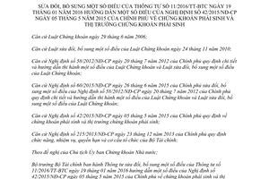 Thông tư 23/2017/TT-BTC sửa đổi 11/2016/TT-BTC hướng dẫn 42/2015/NĐ-CP chứng khoán phái sinh